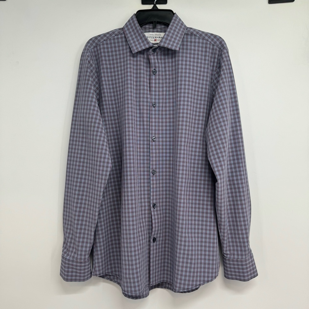 Mizzen Main Leeward Collection Trim Fit Men’s L Shirt Button Down Check